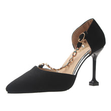 Load image into Gallery viewer, Black Thin Heels Shoes