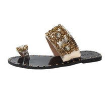 Load image into Gallery viewer, Black Pearl Detail Beach Slippers